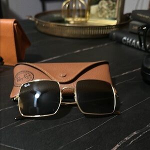 Ray-Ban Gold and Black Square Sunglasses